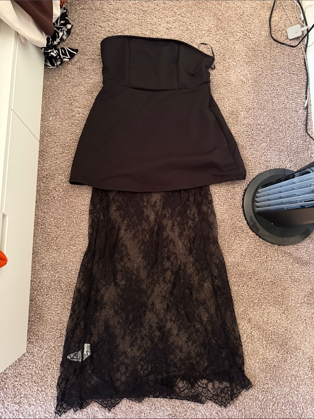 Black Lace Maxi Skirt - Women
